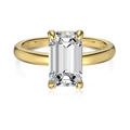 Elegance S925 sterling silver ring with yellow gold finish and rectangle cut zirconia - Gold/White Zirconia (Emerald)
