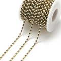 DIY stainless steel chain with gold settings, white pearls and dark green zircons on roll - 2.5mm Green