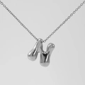 Polished silver titanium steel necklace with a liquid-style bubble letter A pendant - Silver-Letter A