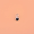 Colgante de metal plata S925 con esmalte negro en forma de corazón para joyería DIY - Negro