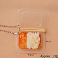 Miniatuur eten sleutelhanger met realistische curry rijst bento en zilveren kralenketting - Rijst met Gepekelde Groenten