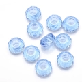 Facettierte hellblaue Kristallglasperlen mit großen Löchern für DIY-Schmuck - 8*14MM Silberrohr / Hellblau