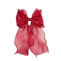 Translucent red organza ribbon bow hair claw clip with long streamers for women - Red Ribbon Duckbill Clip