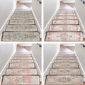 Detailed comparison of four Persian style non-slip stair treads in various floral patterns - Persian Style Retro Print (BD202405023)