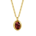 Elegant gold necklace with an oval-cut deep red zircon pendant on a delicate chain - Gold Oval Red Gemstone