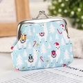 Blue festive coin purse with clasp featuring Christmas llamas and snowflake patterns - Christmas Alpaca