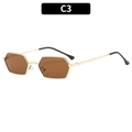 Retro polygon sunglasses with gold metal frame and brown lenses model C3 for unisex - Gold Frame Tea Lens