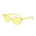 Cat eye sunglasses in vibrant transparent yellow featuring a trendy one-piece lens design - Yellow
