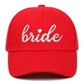 Cappellino da sposa rosso in cotone con ricamo bride bianco e cuore per festa di matrimonio - Regolabile / Rosso