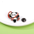 Cartoon panda enamel pin with red ribbon and metal butterfly clasp for sportswear - Gymnastics (C2536-11)