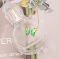 Elegant gold butterfly necklace featuring a green gradient crystal pendant with zircons - 5# Peacock Green