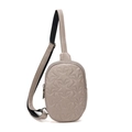 Fashionable greige quilted star pattern crossbody chest bag with adjustable strap - Mud Grey