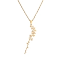 Detail of gold stainless steel birth flower necklace with custom cursive name pendant - Gold (CS00288)