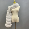 Elegant white faux fox fur shawl wrap featuring a layered tiered design for women - Natural