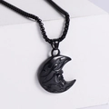 Ciondolo teschio luna punk vintage in finitura nera con catena su blocchi bianchi - Nero (senza catena)