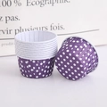 Purple paper baking cups with white polka dots for cupcakes, thick heat-resistant liners - Purple White Polka Dot