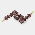Adjustable leopard print bag strap with heart-shaped panels and gold metal buckles - Silver Clasp / Pink Leopard