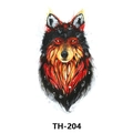 Waterproof temporary tattoo featuring watercolor fire wolf head design TH-204 - Th-204 / 210*148mm