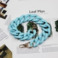 Sky blue matte chunky resin chain strap with gold metal clasps for handbags - 45cm / Light Blue