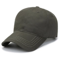 Gorra de béisbol clásica verde oliva de algodón de sarga con visera reforzada para hombre - Ajustable / Verde Militar