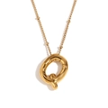 Gold plated 18K stainless steel balloon letter Q pendant necklace for women - Gold - Letter Q