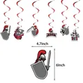 Detailed view of Medieval Knight hanging swirls with 4.7x6 inch warrior pendants - Hanging Swirl Decorations