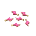 Pink enamel lightning bolt charms with gold plating for DIY jewelry making - Rose Red