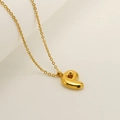 Polished gold stainless steel necklace with bubble style letter P pendant for women - Letter P / Gold