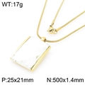 Golden snake chain necklace featuring a large rectangular transparent crystal pendant - Gold 25*21mm Transparent (KN292797-GC)