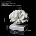 White resin coral sculpture with gold metal stand and marble base ornament - BYX7056-S (White Coral/Marble Base/Gold Stem)