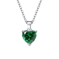 Silver necklace with heart-shaped emerald green zircon pendant jewelry for women - Necklace / Green Zirconia