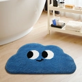 Blauwe wolk vormige cartoon badmat van pluche materiaal met antisliplaag voor badkamer - 40*60cm / Grappig Blauw