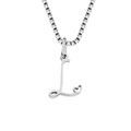 Collana d'argento con pendente lettera L e dettaglio cuore su catena veneziana - Color Acciaio / Lettera L (CDNP026L)