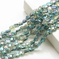 Detail of 12mm rhombus iridescent teal glass beads with rainbow finish for DIY jewelry - Transparent Green