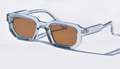 Classic rectangle sunglasses featuring light blue transparent frames and dark brown lenses - C2 Transparent Blue Frame Brown Lens