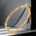 Bamboo-style gold plated stainless steel bracelet with alternating bead design - Gold Bracelet (15-E-4)