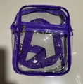 Transparent PVC crossbody bag with purple trim and adjustable strap for stadiums - Small / Purple