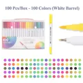 100 colors dual tip watercolor marker set with brush and fine points in clear case - New Style White 100 Colors Soft Tip