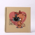 6 inch spiral notebook with kraft cover featuring a cute cartoon cat and Say Cheese text - Cat Style A (SAY CHEESE!)