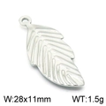 Silver stainless steel leaf pendant for necklaces, size 28x11mm and 1.5g weight - Small Silver Leaf (KLJ5789-Z)