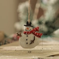 Vintage snowman resin pendant with top hat and red scarf for Christmas tree decoration - Black Hat Snowman