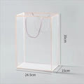 Transparent PVC gift bag with rose gold trim and size 24.5x15x35cm dimensions - Medium Floral Border Handbag 24.5*15*35 / Pink