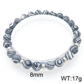Bracelet en perles d'agate rayées noir et blanc 8mm avec perles intercalaires en métal argenté - Agate Zébrée Noir et Blanc (KB205854-Z)