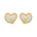 Elegant heart-shaped gold-plated earrings with blue marble texture drip oil design - 1# Blue