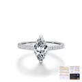 Anello in argento S925 con moissanite taglio marquise da 1ct e piccoli diamanti - Taglia US 5 / Argento