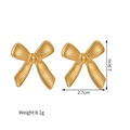 Golden bow-shaped stud earrings with silk-like texture and polished metal finish - Gold (Bowknot)