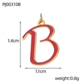 Detailed view of red and gold letter B charm with size 1.4cm by 1.1cm measurements - Letter B-Red