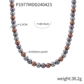 Collana di perle finte multicolori in tonalità marrone e grigio con finitura lucida - Color Block / 10mm