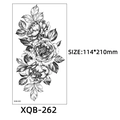 Black and white floral temporary tattoo sticker XQB-262 in 114x210mm size - Black and White Flower Line Art (XQB-262)