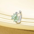 Silver flower earrings with green clover zircon stones in a classic hoop style - Mint Green (Single Piece)